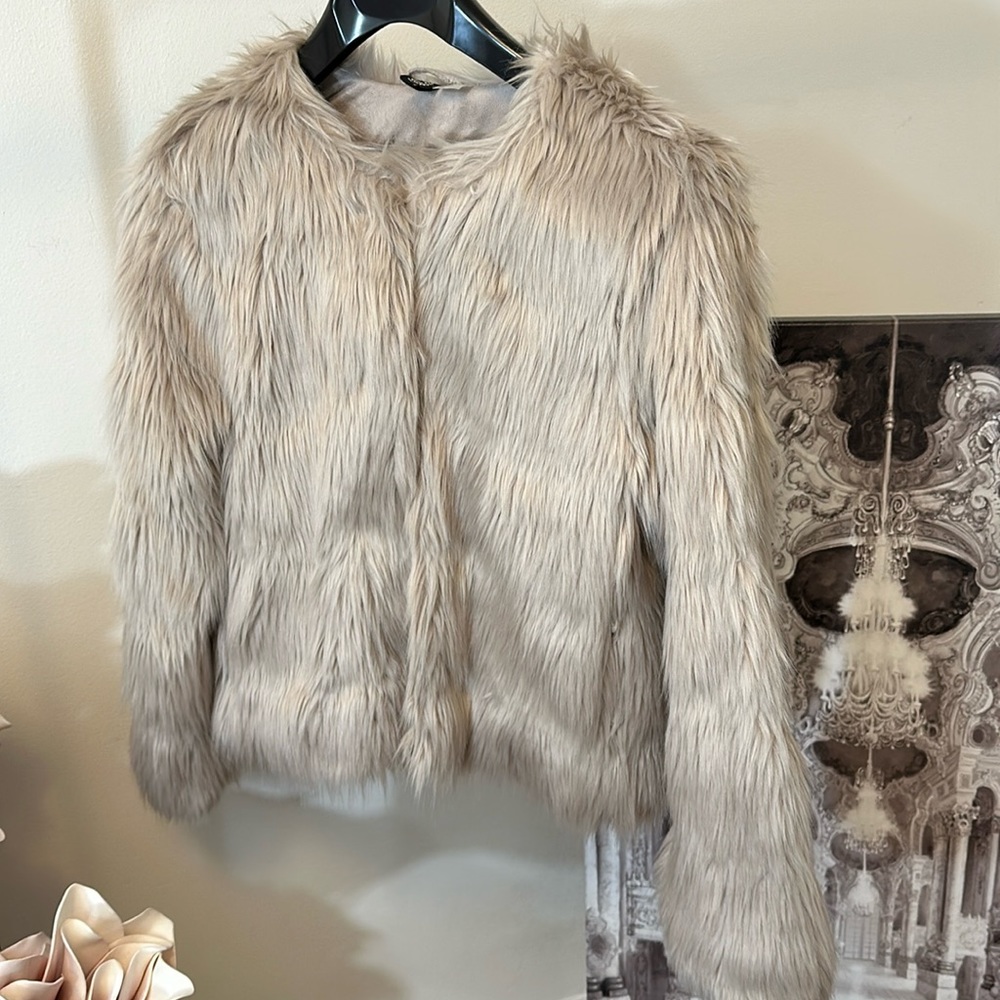 Cream faux fur jacket